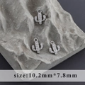 Rhodium-plated cactus charm with cubic zirconia pavé setting, size 10.2mm x 7.8mm - Cactus Style (M100313)
