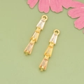 18K gold plated copper earring charms with gradient rectangle champagne zircons - Champagne Gradient Ladder Gold Base (MH3002A)
