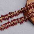 Deep red faceted beaded chain with 18K gold plated links for DIY jewelry making - Dark Red Faceted Glass Bead Style-50cm (C14816)