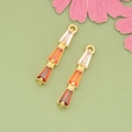 18K gold plated charm with tiered gradient baguette zirconia for jewelry making - Orange-Red Gradient Ladder Gold Base (MH3003A)