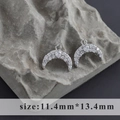 Rhodium-plated crescent moon pendant with micro-paved cubic zirconia, 11.4mm by 13.4mm - Moon Style (M100316)