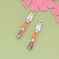 Geometric gradient zircon pendant with warm orange and red baguette-cut stones - Orange-Red Gradient Ladder Silver Base (MH3003B)