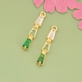 18K gold plated charm with gradient green trapezoid zircons for DIY jewelry making - Green Gradient Ladder Gold Base (MH3004A)