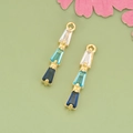 18K gold plated pendant with gradient white and blue zircon stones for DIY jewelry - Blue Gradient Ladder Gold Base (MH3005A)