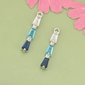 18K gold plated gradient blue zircon geometric ring pendant for DIY jewelry making - Blue Gradient Ladder Silver Base (MH3005B)