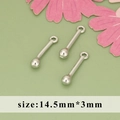 Polierter silberner Zylinderanhänger für DIY-Schmuck, Größe 14,5 mm x 3 mm - Stiftform (MH3405B)