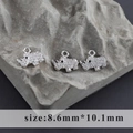 Rhodium plated rhino pendant with white zircon stones and black diamond eye detail - Rhino Style (M100320)