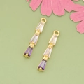 18K gold plated brass charm with gradient purple trapezoid cubic zirconia stones - Purple Gradient Ladder Gold Base (MH3006A)