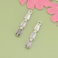 18K gold plated copper charm with gradient purple trapezoid zircon for jewelry making - Purple Gradient Ladder Silver Base (MH3006B)