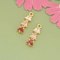 18K gold-plated triangle pendant with gradient white to deep red zircon stones - Pink Gradient Triangle Gold Base (MH3007A)