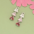 Silver geometric pendant with gradient pink and red crystal triangles for DIY jewelry - Pink Gradient Triangle Silver Base (MH3007B)