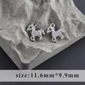 Rhodium plated pony pendants with cubic zirconia for DIY jewelry, 11.6mm x 9.9mm - Little Horse Style (M100323)