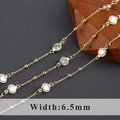 Catena dorata con zirconi tondi, larghezza 6,5mm, materiale elegante per gioielli DIY - Larghezza 6.5mm