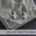 Rhodium-plated cat pendant charm with butterfly detail and cubic zirconia micro-pave - Cat Style (M100324)