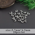 Silver finish C-shaped jewelry findings measuring 5.7mm by 4.5mm, 20pcs per lot set - 5.7mmx4.5mm Silver Crimp Cover (M106710)