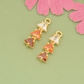 18K gold plated copper earring charms with gradient orange and red zircon stones - Orange-Red Gradient Triangle Gold Base (MH3009A)