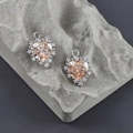 Nahaufnahme von Champagner Herz-Zirkonia-Anhängern auf Stein für DIY-Schmuck - Silberrahmen Champagner Zirkonia (M108502)