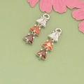 18K gold plated copper pendant with gradient three-color triangle zircon stones - Orange-Red Gradient Triangle Silver Base (MH3009B)