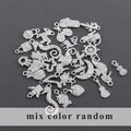 Assorted rhodium plated silver charms with zircon inlay for DIY jewelry making - Mixed Styles Random (M100327)