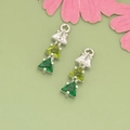 Silver geometric pendant with gradient green and white triangular zircon crystals - Green Gradient Triangle Silver Base (MH3010B)