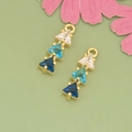Triangle gradient zircon pendant in 18K gold plated copper for DIY jewelry making - Blue Gradient Triangle Gold Base (MH3011A)