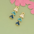 18K gold plated charm with gradient blue and white triangle cubic zirconia stones - Blue Gradient Triangle Silver Base (MH3011B)