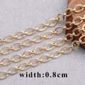 0.8cm wide 18K gold plated textured oval link chain for DIY jewelry making material - Golden Diamond-Pattern Oval Chain (C14611, 1m)