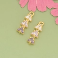 18K gold plated geometric pendant with gradient zircon crystals in purple and white - Purple Gradient Triangle Gold Base (MH3012A)