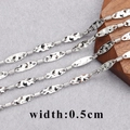 Silver 18K plated handmade oval link chain DIY material with 0.5cm width and hammered finish - Silver Hammered Flat Chain (C14601, 1m)