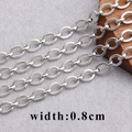 Silver 0.8cm wide textured oval link chain for DIY jewelry making and accessory design - Silver Engraved Oval Chain (C14603 [1m])