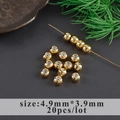 20pcs of 4.9mm gold-plated non-slip beads with silicone core for jewelry making - 4.9mmx3.9mm Gold Silicone Positioning Bead (M106719)