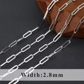 Polished silver 2.8mm paperclip chain in minimalist rhodium-plated metal style - 2.8 Silver (C20102)