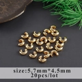 20pcs of 5.7mm gold-plated C-shaped crimp bead covers for professional DIY jewelry making - 5.7mmx4.5mm Gold Crimp Cover (M106722)