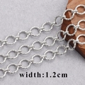 Textured silver plated oval link chain 1.2cm width for DIY jewelry making material - Silver Rhombus Engraved Ring Link Chain (C14607 [1 Meter])