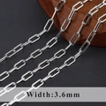 3.6mm wide rhodium plated paperclip chain diy jewelry material for minimalist necklaces - 3.6 Silver (C20103)