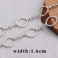 Silver-plated O-shaped link chain material with 1.6cm textured oval loops - Silver Tone Mesh Woven Alternating Chain (C14608 [1m])