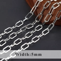 Minimalist 5mm rhodium plated rectangular O-chain necklace links for DIY jewelry making - 5.0 Silver (C20104)