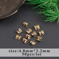50pcs of 18K gold plated 4.8mm x 3.2mm clamshell bead tips for DIY jewelry making - 4.8mmx3.2mm Gold Cord End (M106724)