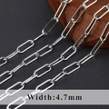 Minimalistische 4,7mm rhodinierte Büroklammer-Gliederkette für DIY-Schmuck - 4.7 Silber (C20105)