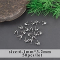 DIY jewelry silver calotte crimp bead 6.1mm x 3.2mm in 50 pieces lot set - 6.1mmx3.2mm Silver Clamshell Tip (M106725)