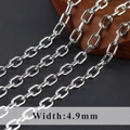 Polierte rhodinierte 4,9 mm rechteckige Gliederkette für DIY-Schmuckherstellung - 4.9 Silber (C20106)