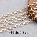 18K gold plated O-shaped chain with textured rectangular links, width 0.8cm for DIY jewelry - Gold Triple-Bar Pattern Alternating Chain (C14610, 1m)