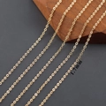 Vue macro de la chaîne en O plaquée or 18k de 1,7 mm pour création de bijoux - 1.7mm / Chaîne Maille Forçat (C25903) / 3 Mètres / Or 18K
