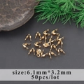Golden 6.1mm x 3.2mm half-moon bead covers and crimp jewelry findings, 50pcs per lot - 6.1mmx3.2mm Gold Clamshell Tip (M106726)