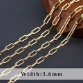 Minimalistische 3,6mm breite Büroklammerkette mit 18k Vergoldung für DIY Schmuck - 3.6 Gold (C20109)