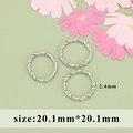 Detailed view of three 20.1mm twisted rope design silver rings for DIY jewelry making - Double Strand Twisted (M109706)