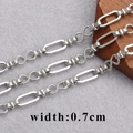 Silver 0.7cm wide handmade oval and twisted link chain for DIY jewelry making - Silver-Tone Twisted Oval Chain (C14617 [1 Meter])