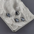 Detail of water-drop black zircon pendants with silver plated four-prong setting for DIY - Black Style (M110607)