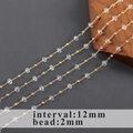 18k gold plated chain with 2mm crystal beads and 12mm intervals for DIY jewelry making - Ultra-fine Cut Bead Gold Bead Mix Style(C22104)