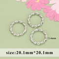 Three 20mm minimalist silver twisted rings for DIY jewelry making and fashion accessories - Twisted Metal Style (M109707) / 20 Pieces/Pack (19.7mm) / Silver (Rhodium Plated)